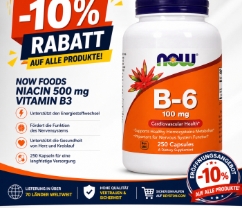NOW Vitamin B6 Pyridoxine 100 mg – 250 Tablets (BEYSTON -10% Opening Offer)